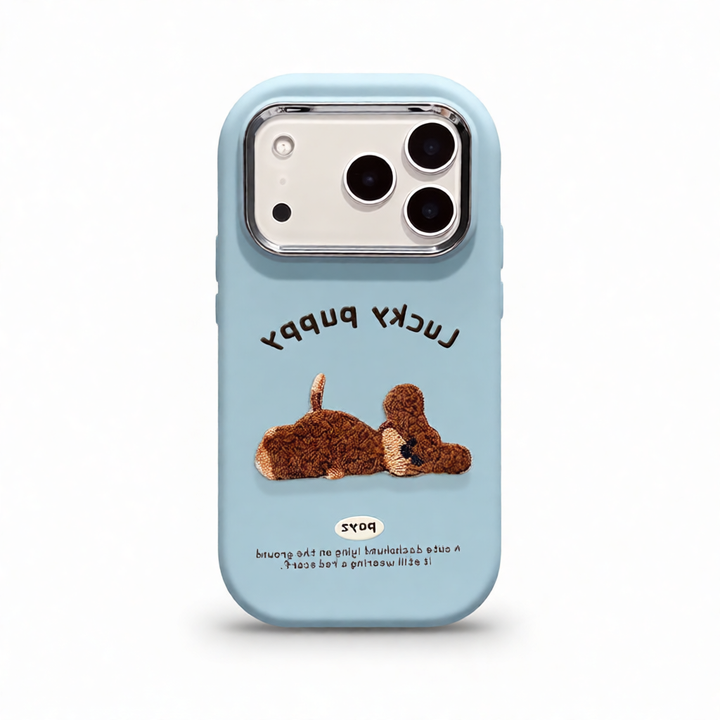 Full Silicone iPhone Case – Anti-Fall Embroidered Teddy Dog Design